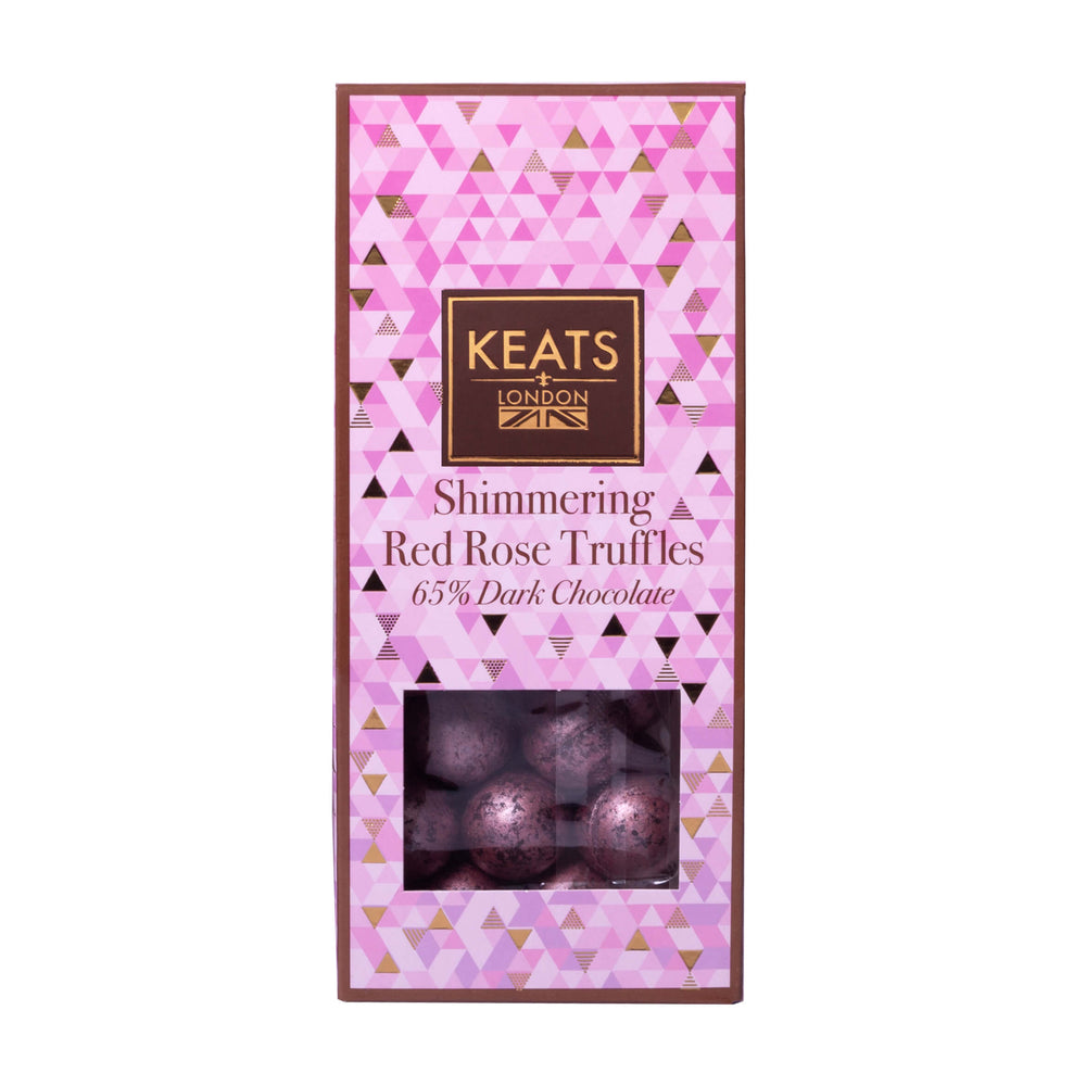 Dark Chocolate Shimmering Truffles Rose Flavour, Standing Gift Box - Keats Chocolatier