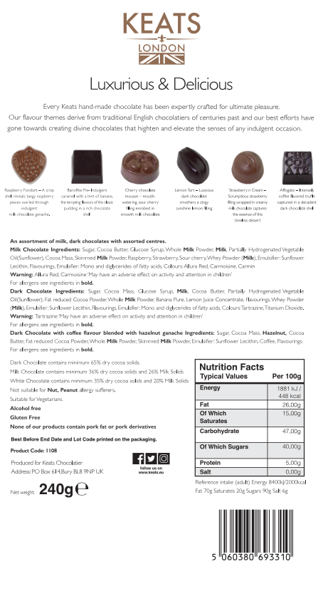 Pudding Chocolate Selection, 24 pcs - Keats Chocolatier